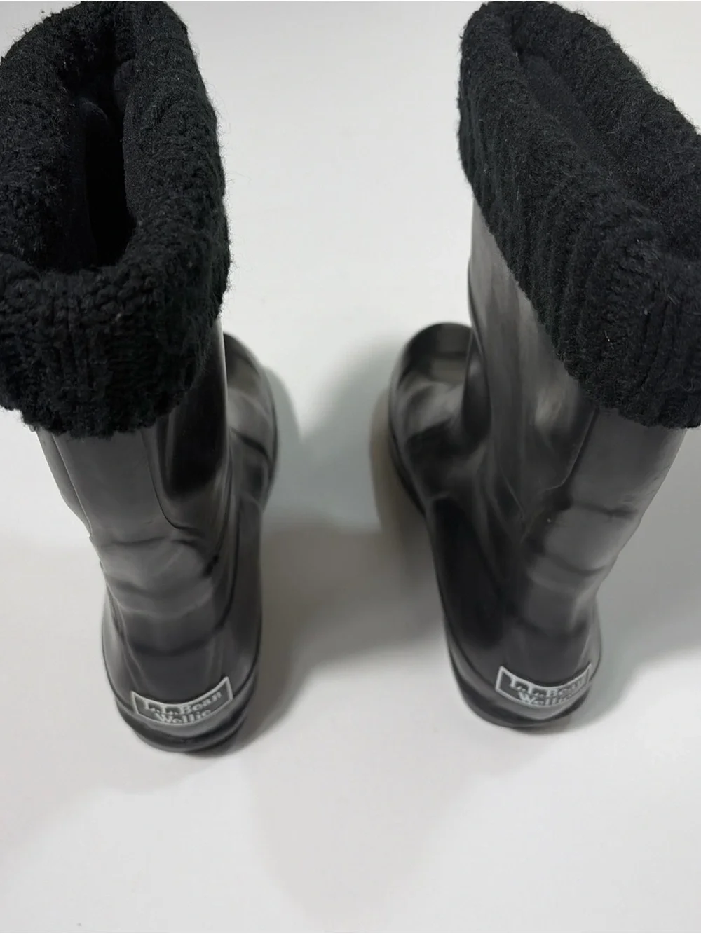 L.L. Bean Wellie Rain Boots Black Rubber Mid-Calf Women’s 8 Medium - Picture 6 of 8